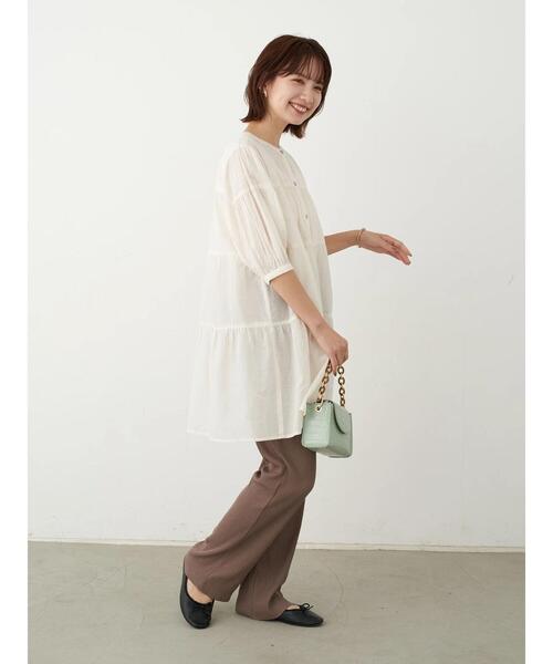 earth music&ecology（アースミュージックアンドエコロジー）の「ティアードチュニック ＊（Tシャツ/カットソー・レディース・サックスブルー/ホワイト系その他2/オフホワイト/ブラック/ピンクベージュ・FREE）」の11枚目の写真