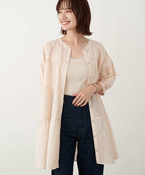 earth music&ecology（アースミュージックアンドエコロジー）の「ティアードチュニック ＊（Tシャツ/カットソー・レディース・サックスブルー/ホワイト系その他2/オフホワイト/ブラック/ピンクベージュ・FREE）」の5枚目の写真