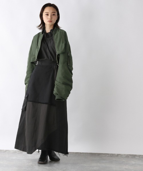 JEANASIS（ジーナシス）の「イソザイパッチワークスカート/959373（スカート・レディース・ブラック/ベージュ/カーキ・FREE）」の6枚目の写真