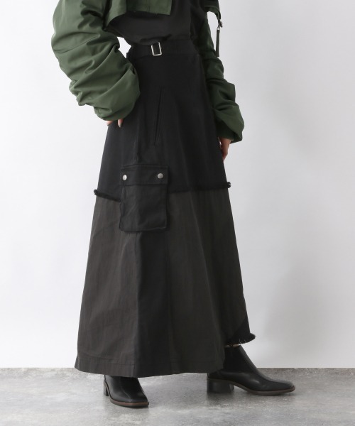 JEANASIS（ジーナシス）の「イソザイパッチワークスカート/959373（スカート・レディース・ブラック/ベージュ/カーキ・FREE）」の15枚目の写真