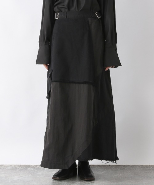 JEANASIS（ジーナシス）の「イソザイパッチワークスカート/959373（スカート・レディース・ブラック/ベージュ/カーキ・FREE）」の9枚目の写真