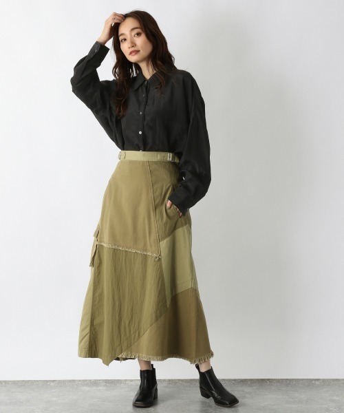 JEANASIS（ジーナシス）の「イソザイパッチワークスカート/959373（スカート・レディース・ブラック/ベージュ/カーキ・FREE）」の18枚目の写真