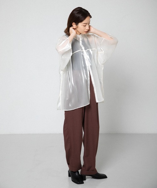 KBF（ケイビーエフ）の「ドットシースルーシャツ（シャツ/ブラウス・レディース・チャコールグレー/ベージュ/アイボリー・ONE）」の14枚目の写真