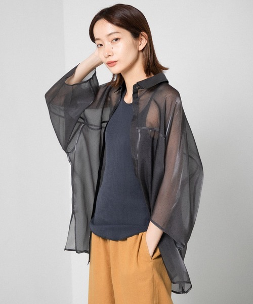 KBF（ケイビーエフ）の「ドットシースルーシャツ（シャツ/ブラウス・レディース・チャコールグレー/ベージュ/アイボリー・ONE）」の8枚目の写真