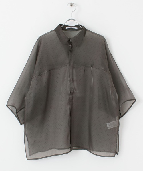 KBF（ケイビーエフ）の「ドットシースルーシャツ（シャツ/ブラウス・レディース・チャコールグレー/ベージュ/アイボリー・ONE）」の17枚目の写真