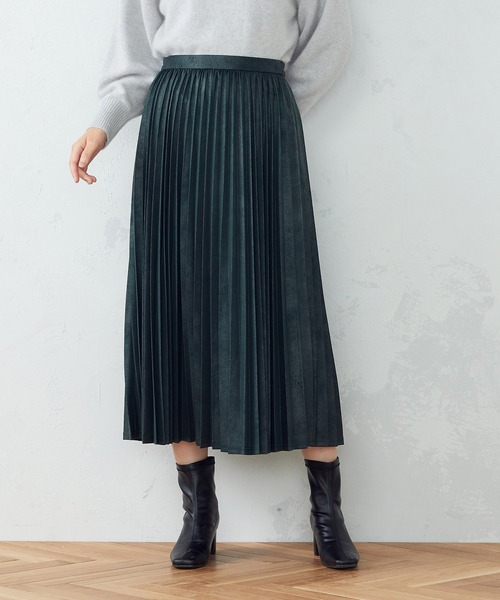 COMME CA ISM（コムサイズム）の「プリントジャージー　プリーツスカート（スカート・レディース・ブラック/グリーン/グレイッシュベージュ・SMALL/MEDIUM/LARGE）」の3枚目の写真