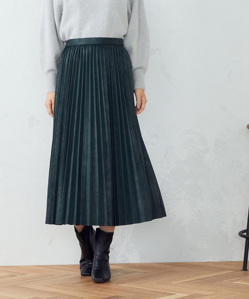 COMME CA ISM（コムサイズム）の「プリントジャージー　プリーツスカート（スカート・レディース・ブラック/グリーン/グレイッシュベージュ・SMALL/MEDIUM/LARGE）」の4枚目の写真