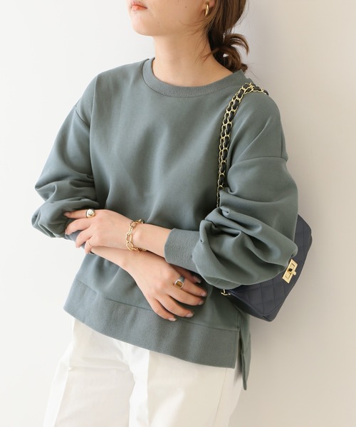 SLOBE IENA（スローブイエナ）の「ダンボールプルオーバー【手洗い可能】◆（スウェット・レディース・グレー/ベージュ/グリーン・FREE）」の3枚目の写真