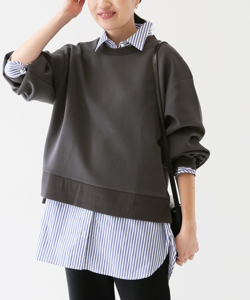 SLOBE IENA（スローブイエナ）の「ダンボールプルオーバー【手洗い可能】◆（スウェット・レディース・グレー/ベージュ/グリーン・FREE）」の16枚目の写真