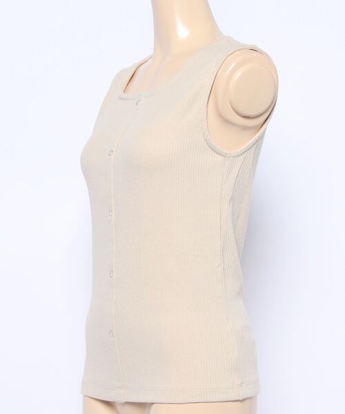 ehka sopo（エヘカソポ）の「リングドット釦前後着タンク（タンクトップ・レディース・ダークオレンジ/ブラウン/ベージュ・ﾌﾘ-）」の4枚目の写真