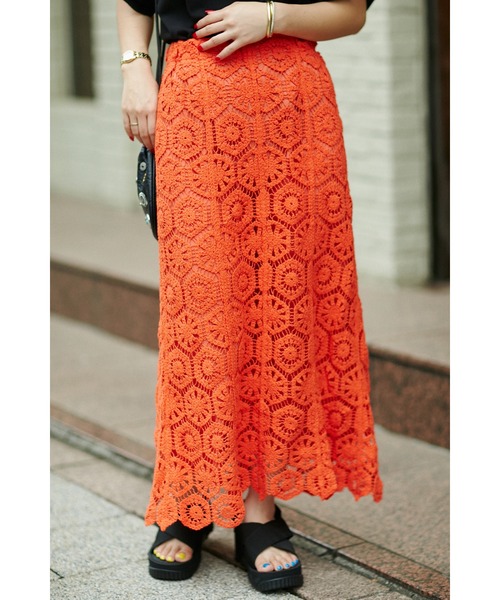 ROSE BUD（ローズバッド）の「刺繍レーススカート（スカート・レディース・ブラック/オレンジ/ホワイト・FREE）」の22枚目の写真