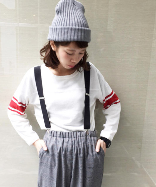 Kastane（カスタネ）の「【Kastane】ライン袖ニット（ニット/セーター・レディース・オフホワイト/グレー/マスタード・FREE）」の2枚目の写真