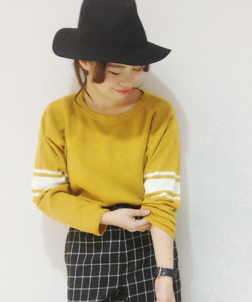 Kastane（カスタネ）の「【Kastane】ライン袖ニット（ニット/セーター・レディース・オフホワイト/グレー/マスタード・FREE）」の3枚目の写真