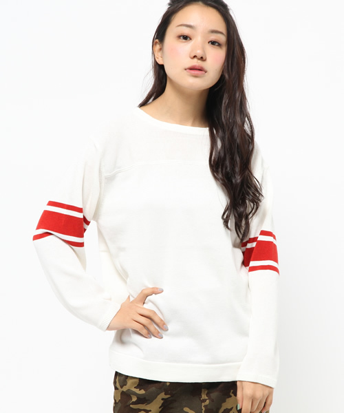 Kastane（カスタネ）の「【Kastane】ライン袖ニット（ニット/セーター・レディース・オフホワイト/グレー/マスタード・FREE）」の7枚目の写真