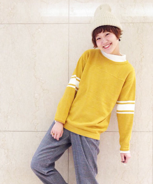 Kastane（カスタネ）の「【Kastane】ライン袖ニット（ニット/セーター・レディース・オフホワイト/グレー/マスタード・FREE）」の5枚目の写真