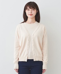 IEDIT コットン素材のリブニット&カーディガンセット
