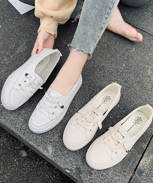 STYLEBLOCK（スタイルブロック）の「ハーフレースアップスニーカー（スニーカー・レディース・ホワイト/ベージュ・39/37/38/40/36/35）」の6枚目の写真