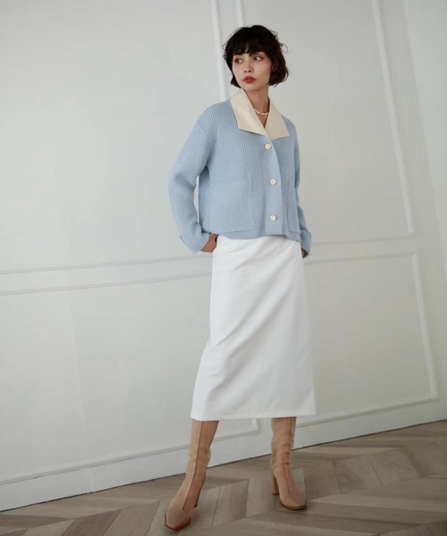 Leja（レジャ）の「【LEJA】ビジューボタンリブニットショートカーディガン（ニット/セーター・レディース・イエロー/ブルー/キャメル・FREE）」の8枚目の写真