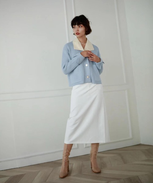 Leja（レジャ）の「【LEJA】ビジューボタンリブニットショートカーディガン（ニット/セーター・レディース・イエロー/ブルー/キャメル・FREE）」の5枚目の写真