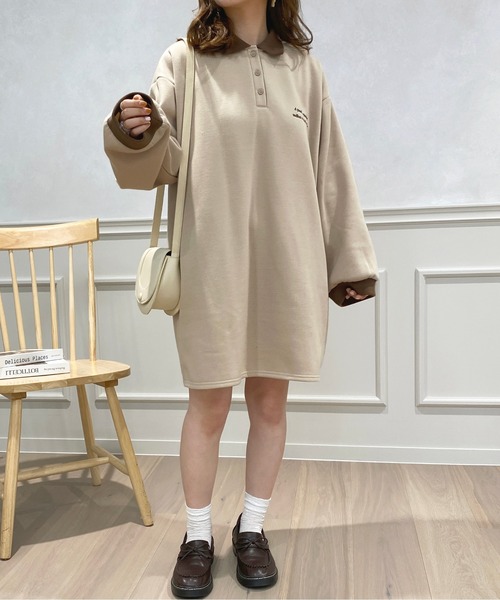 apres jour(アプレジュール)の「スウェットポロワンピース【ZOZOTOWN限定アイテム】(ワンピース・レディース・ダークブルー/グリーン/ライトベージュ・X-LARGE/フリー)」の11枚目の写真