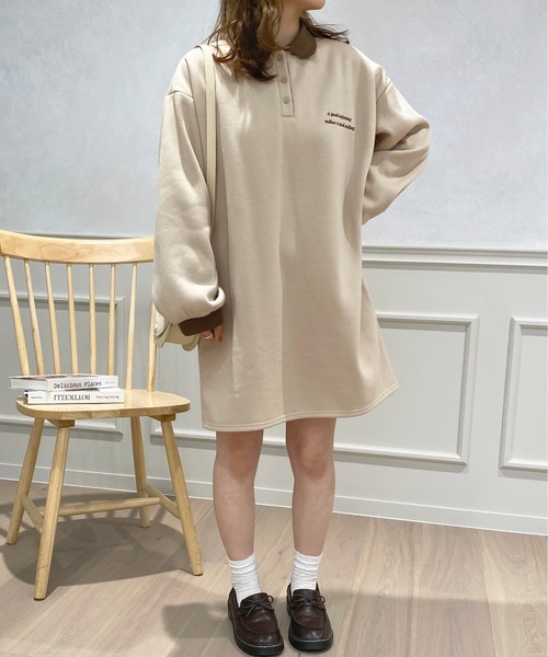 apres jour(アプレジュール)の「スウェットポロワンピース【ZOZOTOWN限定アイテム】(ワンピース・レディース・ダークブルー/グリーン/ライトベージュ・X-LARGE/フリー)」の12枚目の写真
