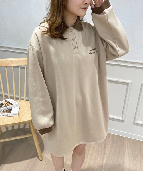 apres jour(アプレジュール)の「スウェットポロワンピース【ZOZOTOWN限定アイテム】(ワンピース・レディース・ダークブルー/グリーン/ライトベージュ・X-LARGE/フリー)」の5枚目の写真
