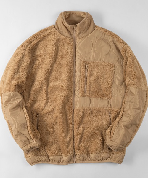 make a ray!(メイク ア レイ!)の「シェルパフリース×キルティング ジップスタンド ジャケット/ジップジャケット(ブルゾン・メンズ・ブラック/ベージュ/アイボリー・XL/M/L)」の1枚目の写真