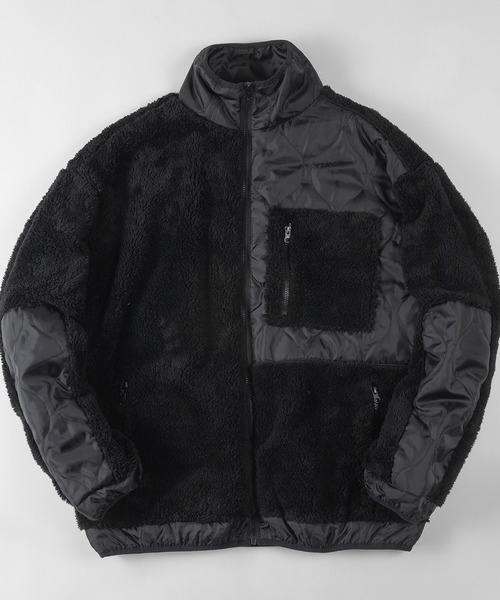 make a ray!(メイク ア レイ!)の「シェルパフリース×キルティング ジップスタンド ジャケット/ジップジャケット(ブルゾン・メンズ・ブラック/ベージュ/アイボリー・XL/M/L)」の3枚目の写真