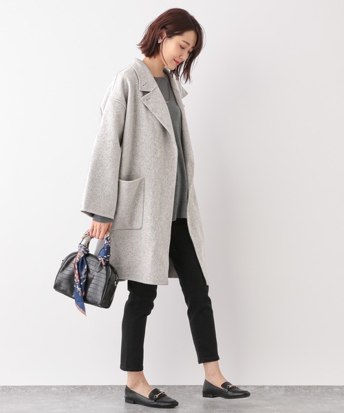 GLOBAL WORK(グローバルワーク)の「2WAYネックリバーコート【MATINEE LINE】/239451(チェスターコート・レディース・ライトグレー/ベージュ・FREE)」の6枚目の写真