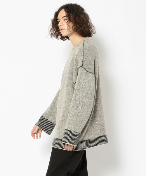 B'2nd（ビーセカンド）の「LAid Back (レイドバック)CROPPED KNITTED SWEATER（ニット/セーター・メンズ・グレー・2）」の2枚目の写真