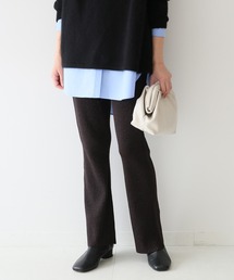 ラメリブニットパンツ【ウエストゴム/手洗い可能】◆