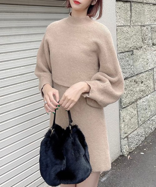 Voyage titty&Co.PETIT（ボヤージュティティアンドコープチ）の「【Voyage titty&Co. PETIT】プチハイネックレイヤードニットワンピース（ワンピース・レディース・ベージュ/ブラック/アイボリー・FREE）」の10枚目の写真