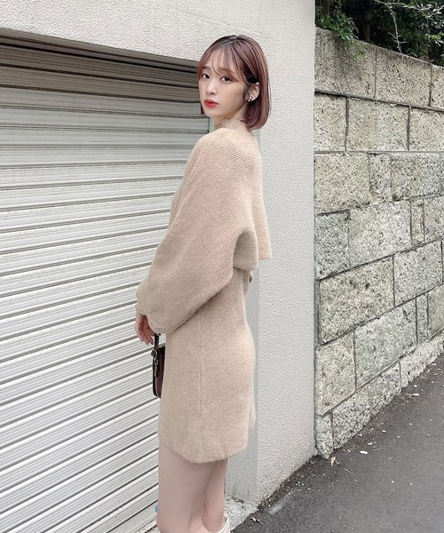 Voyage titty&Co.PETIT（ボヤージュティティアンドコープチ）の「【Voyage titty&Co. PETIT】プチハイネックレイヤードニットワンピース（ワンピース・レディース・ベージュ/ブラック/アイボリー・FREE）」の5枚目の写真