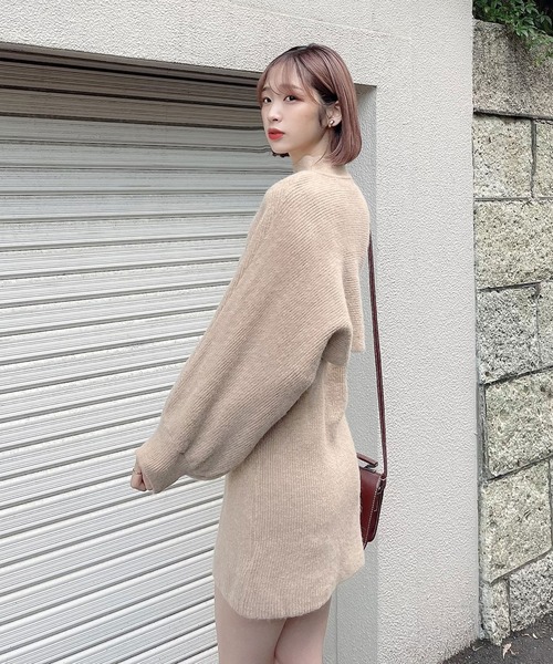 Voyage titty&Co.PETIT（ボヤージュティティアンドコープチ）の「【Voyage titty&Co. PETIT】プチハイネックレイヤードニットワンピース（ワンピース・レディース・ベージュ/ブラック/アイボリー・FREE）」の6枚目の写真