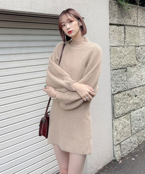 Voyage titty&Co.PETIT（ボヤージュティティアンドコープチ）の「【Voyage titty&Co. PETIT】プチハイネックレイヤードニットワンピース（ワンピース・レディース・ベージュ/ブラック/アイボリー・FREE）」の7枚目の写真