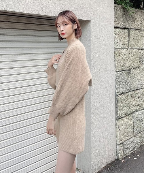 Voyage titty&Co.PETIT（ボヤージュティティアンドコープチ）の「【Voyage titty&Co. PETIT】プチハイネックレイヤードニットワンピース（ワンピース・レディース・ベージュ/ブラック/アイボリー・FREE）」の9枚目の写真