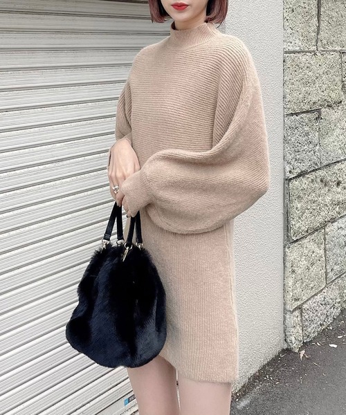 Voyage titty&Co.PETIT（ボヤージュティティアンドコープチ）の「【Voyage titty&Co. PETIT】プチハイネックレイヤードニットワンピース（ワンピース・レディース・ベージュ/ブラック/アイボリー・FREE）」の11枚目の写真