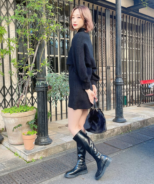 Voyage titty&Co.PETIT（ボヤージュティティアンドコープチ）の「【Voyage titty&Co. PETIT】プチハイネックレイヤードニットワンピース（ワンピース・レディース・ベージュ/ブラック/アイボリー・FREE）」の13枚目の写真