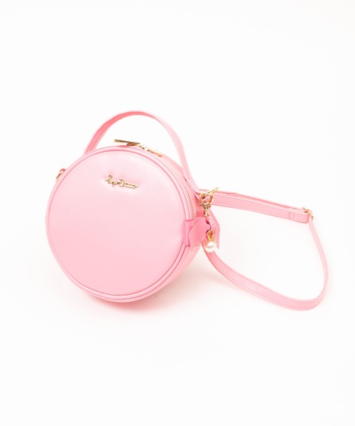 KP DECO（ケーピーデコ）の「リボンチャーム付き合皮サークル2wayショルダー(Free)（ショルダーバッグ・キッズ・ゴールド/オフホワイト/ピンク・FREE）」の3枚目の写真