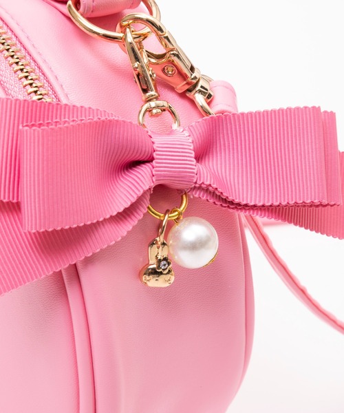 KP DECO（ケーピーデコ）の「リボンチャーム付き合皮サークル2wayショルダー(Free)（ショルダーバッグ・キッズ・ゴールド/オフホワイト/ピンク・FREE）」の4枚目の写真