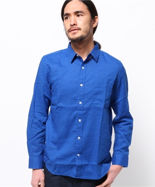 WEGO(ウィゴー)の「WEGO/フレンチリネン混シャツ(シャツ/ブラウス・メンズ・ホワイト/ブルー/サックスブルー/ネイビー/ライトピンク/オレンジ・MEDIUM/LARGE)」の19枚目の写真