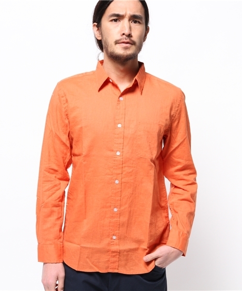 WEGO(ウィゴー)の「WEGO/フレンチリネン混シャツ(シャツ/ブラウス・メンズ・ホワイト/ブルー/サックスブルー/ネイビー/ライトピンク/オレンジ・MEDIUM/LARGE)」の21枚目の写真
