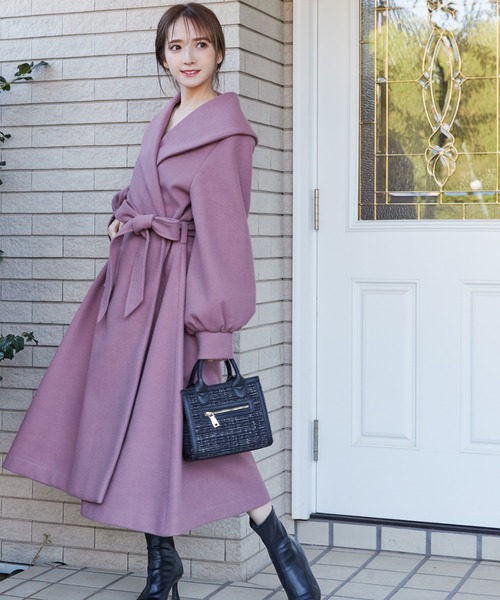 MIIA（ミーア）の「ショールカラーコート（ダウンジャケット/コート・レディース・ブラック/ベージュ/ピンク・FREE）」の14枚目の写真