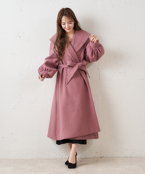 MIIA（ミーア）の「ショールカラーコート（ダウンジャケット/コート・レディース・ブラック/ベージュ/ピンク・FREE）」の20枚目の写真