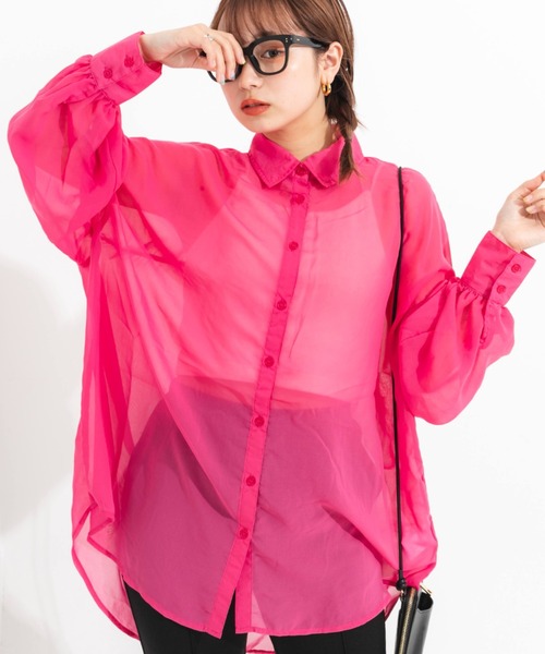 CADUNE ノベルティ オリジナルシアーシャツ ピンク シアーシャツ