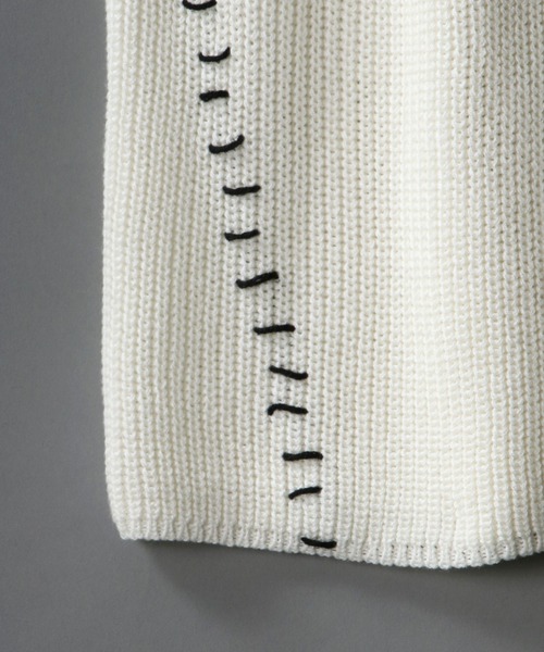 SITRY（シトリー）の「Hand stitch Knit vest/ハンドステッチ ニットベスト（ベスト・メンズ・ブラック/オフホワイト/グリーン・M/L）」の8枚目の写真