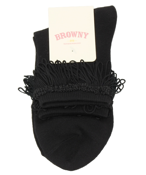 WEGO（ウィゴー）の「WEGO/フリンジソックス（ソックス/靴下・レディース・ホワイト/ブラック・FREE）」の2枚目の写真