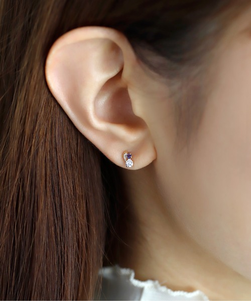 天然石×ドロップメタルピアス[K10]（ピアス（両耳用））｜ANEMONE（アネモネ）