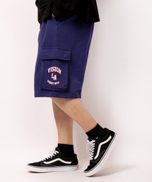 VISION STREET WEAR 発泡ロゴ裏毛カーゴスウェットショーツ