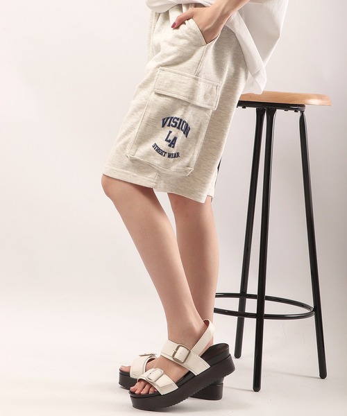 VISION STREET WEAR(ヴィジョンストリートウェア)の「VISION STREET WEAR 発泡ロゴ裏毛カーゴスウェットショーツ(カーゴパンツ・メンズ・チャコールグレー/ネイビー/グリーン/キナリ・LL/M/L)」の16枚目の写真